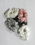 Premium 100% Silk Scrunchies | Thick & Thin, Set of 2 | Charcoal Grey