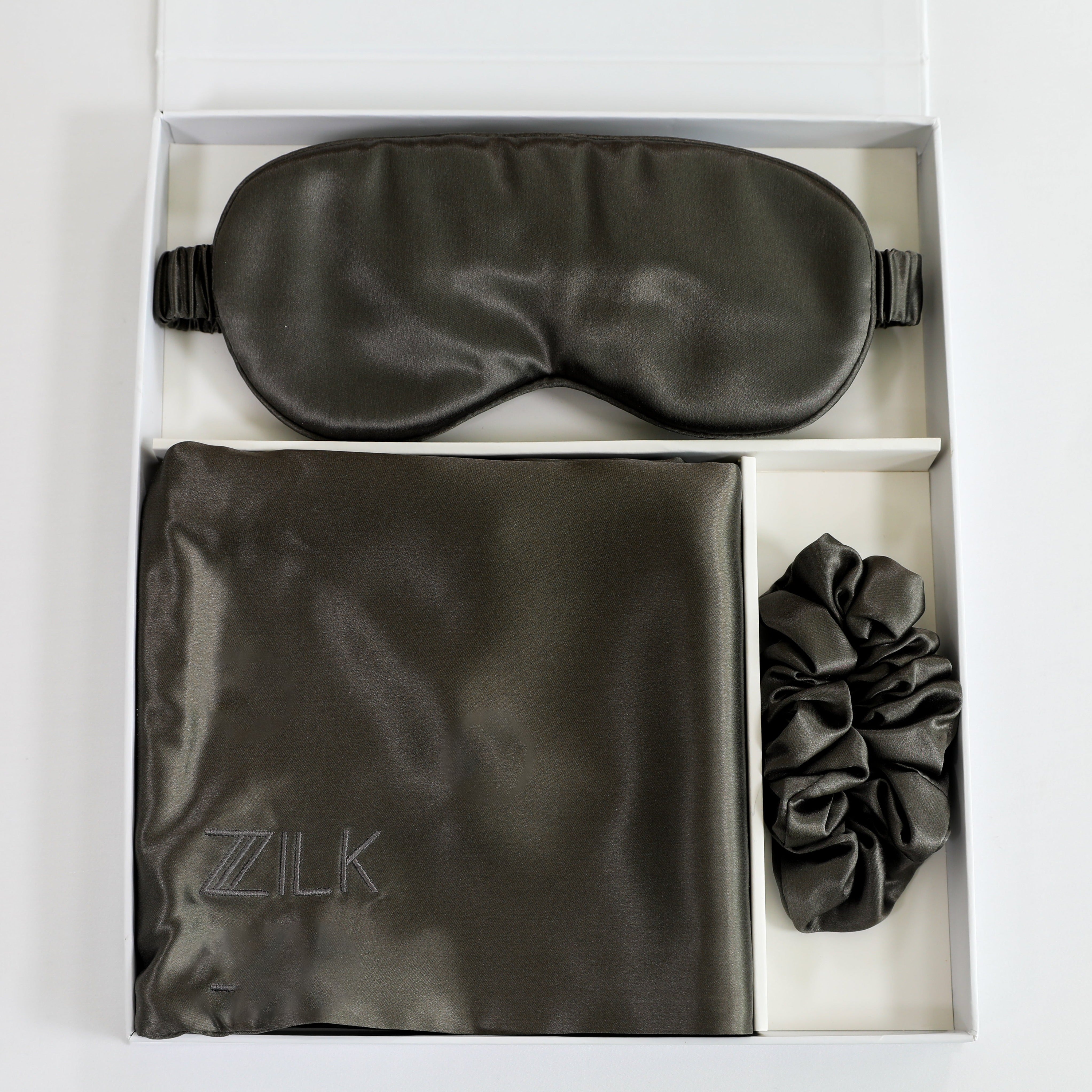 Beauty Silk Sleep Kit 100% Mulberry 25 Momme | Charcoal Grey