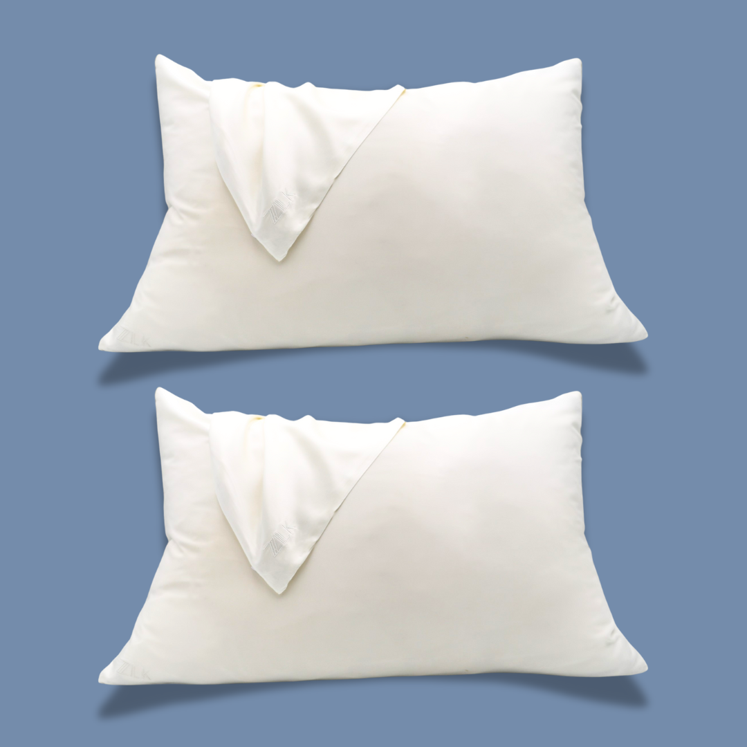 2x Silk Pillowcase Bundle 25 Momme Highest Quality | Ivory White Set of 2