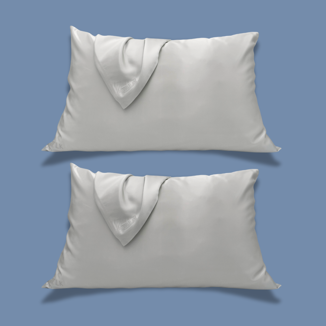 2x Silk Pillowcase Bundle 25 Momme Highest Quality | Steel Grey Set of 2