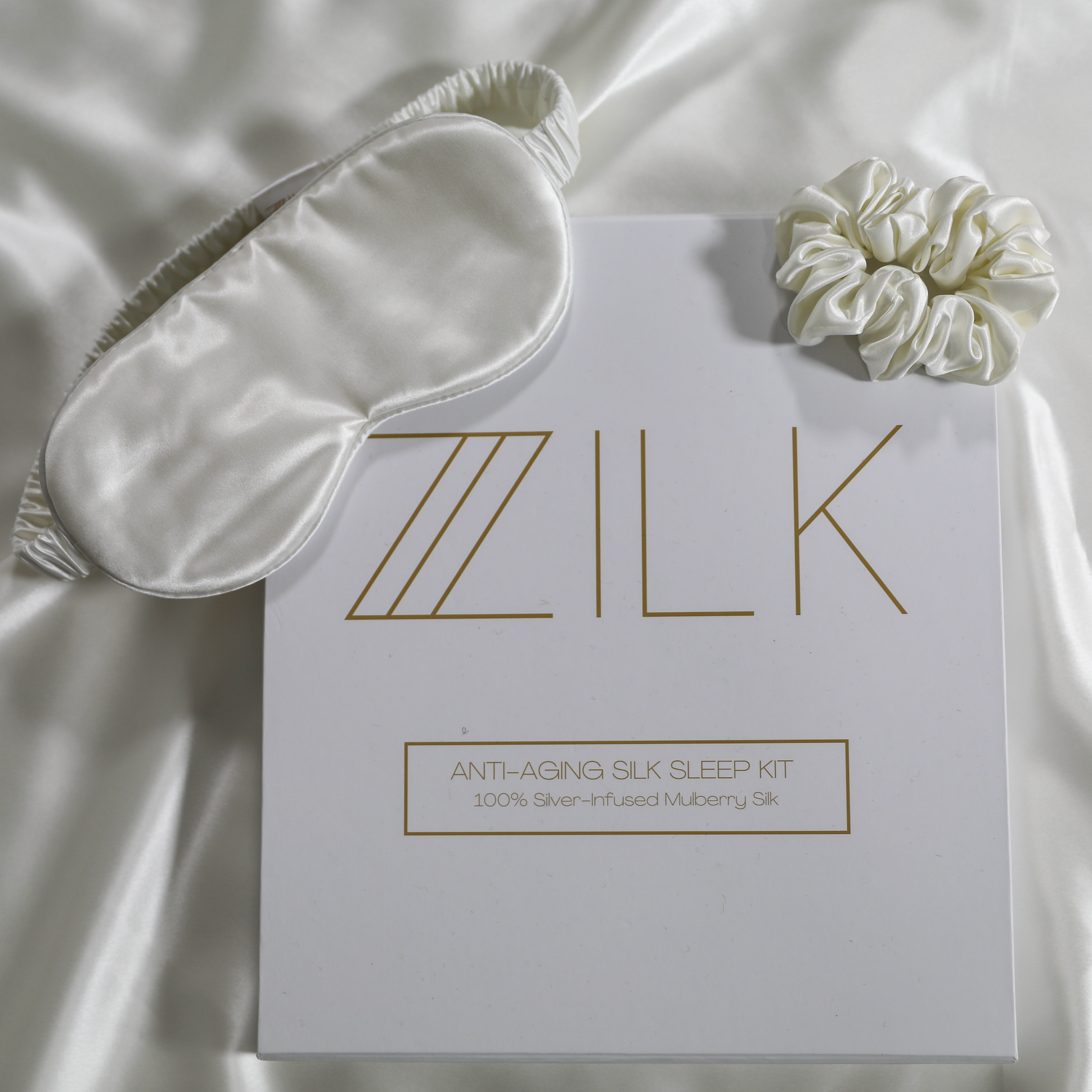 Beauty Silk Sleep Kit 100% Mulberry 25 Momme | White