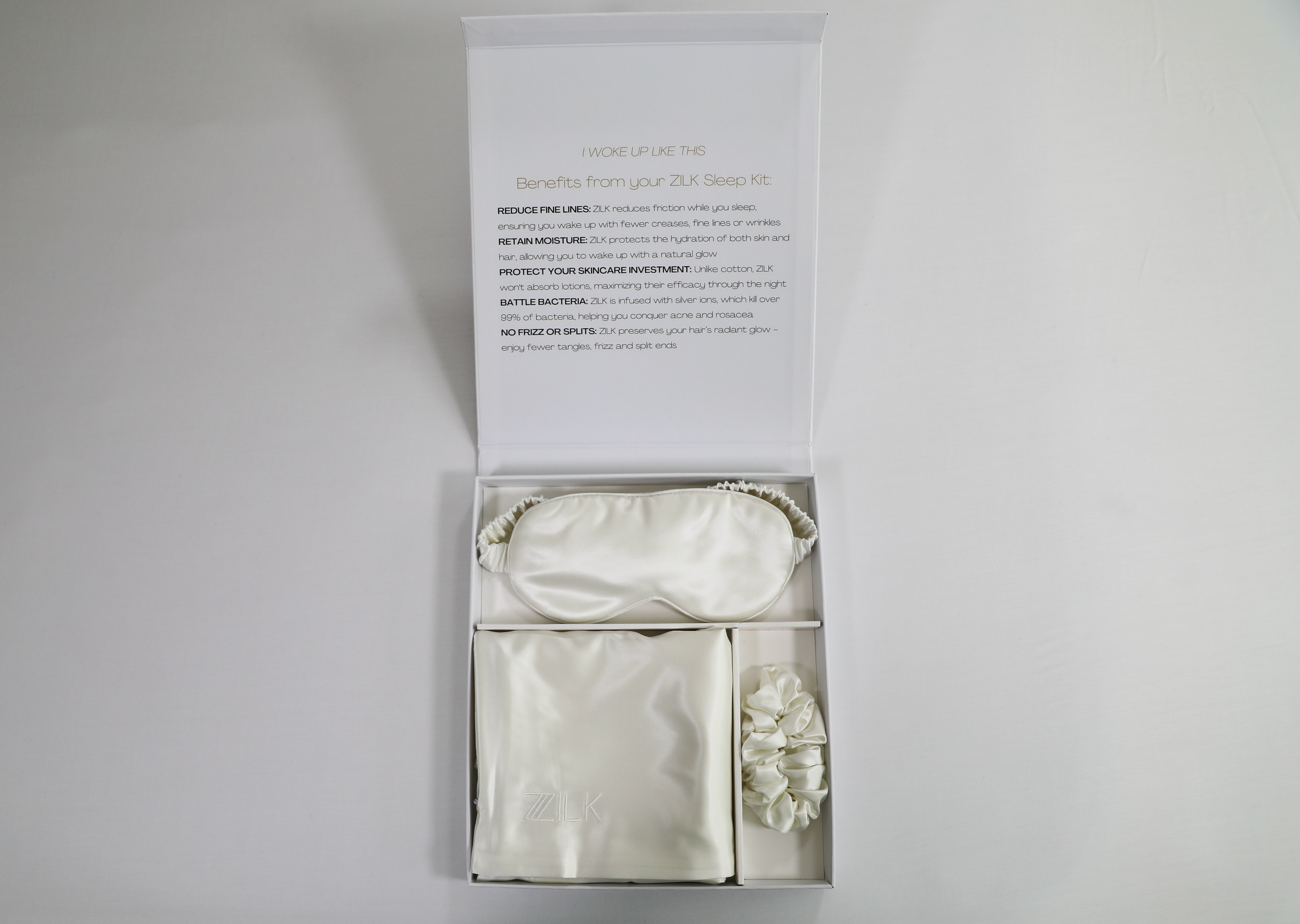 Beauty Silk Sleep Kit 100% Mulberry 25 Momme | White