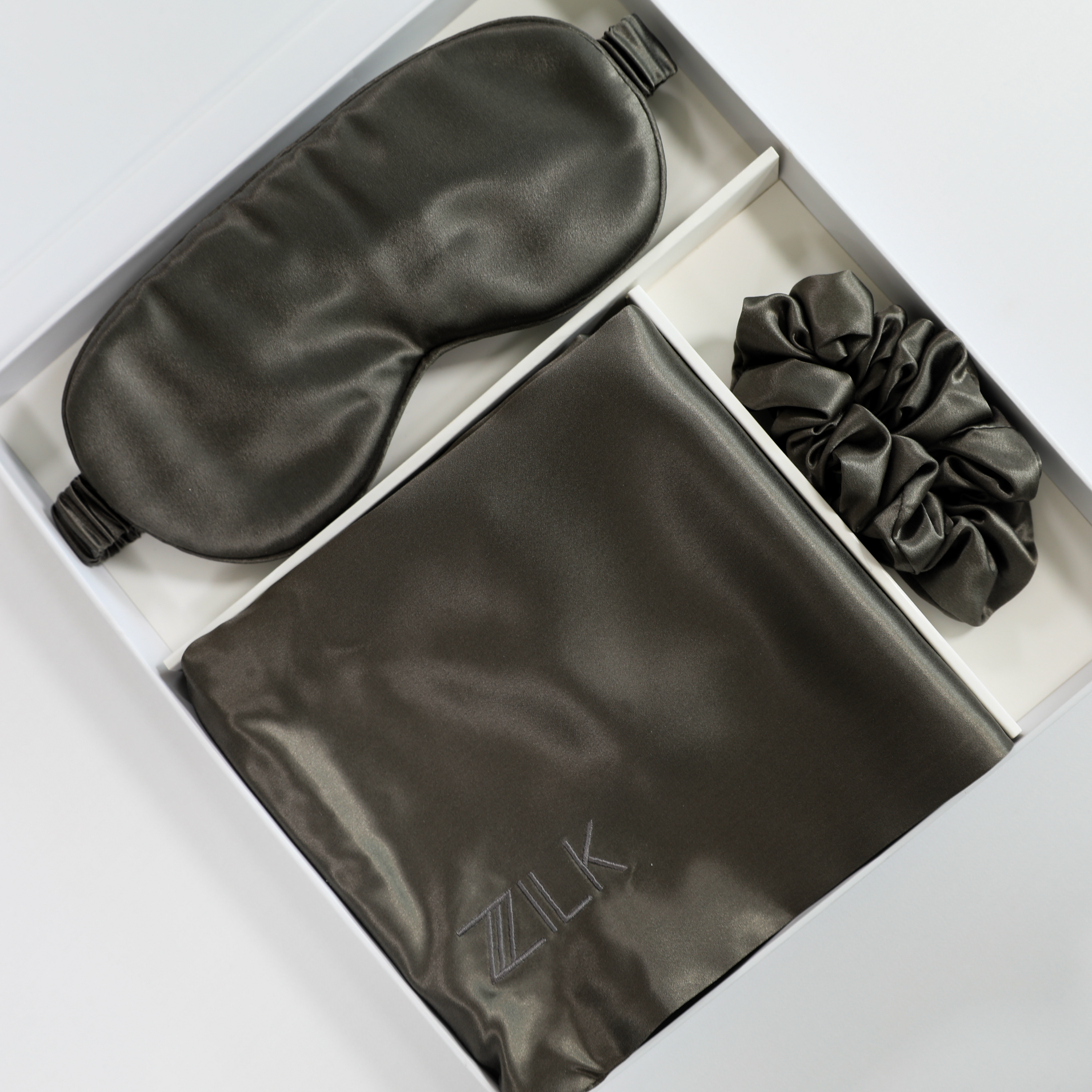 Beauty Silk Sleep Kit 100% Mulberry 25 Momme | Charcoal Grey