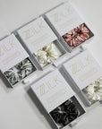 Premium 100% Silk Scrunchies | Thick & Thin, Set of 2 | Steel Grey