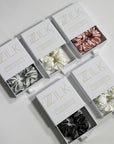 Premium 100% Silk Scrunchies | Thick & Thin, Set of 2 | White