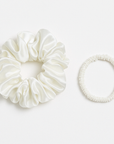 100% Silk Scrunchie Set Anti-Frizz & Breakage Thick & Thin | Ivory