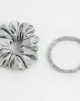 100% Silk Scrunchie Set Anti-Frizz & Breakage Thick & Thin | Light Grey