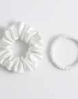 100% Silk Scrunchie Set Anti-Frizz & Breakage Thick & Thin | White