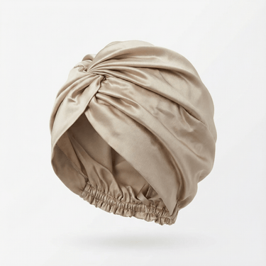Champagne silk hair bonnet for smooth hair