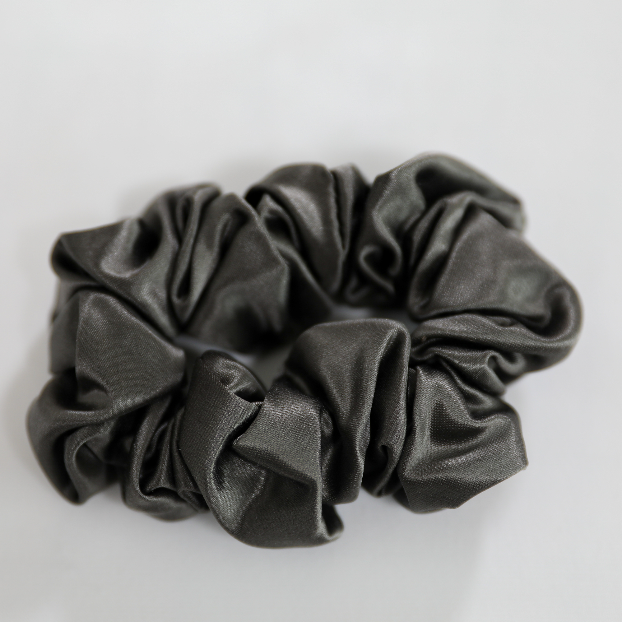 Premium 100% Silk Scrunchies | Thick &amp; Thin, Set of 2 | Charcoal Grey