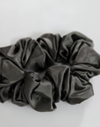 Premium 100% Silk Scrunchies | Thick & Thin, Set of 2 | Charcoal Grey