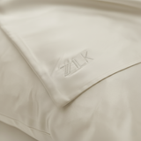 ZILK logo embroidered on Ivory silk pillowcase