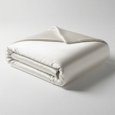 ZILK Ivory silk duvet cover corner ties and hidden zipper detail