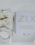 Premium 100% Silk Scrunchies | Thick & Thin, Set of 2 | Ivory White