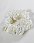 Premium 100% Silk Scrunchies | Thick & Thin, Set of 2 | Ivory White