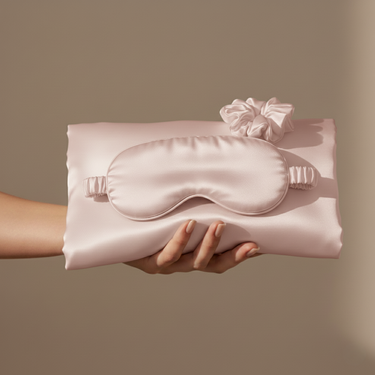 ZILK Lightpink silk sleep kit gift bundle with pillowcase, mask, and scrunchies