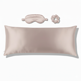 ZILK Lightpink silk sleep kit with pillowcase, eye mask, and scrunchies