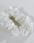 Premium 100% Silk Scrunchies | Thick & Thin, Set of 2 | White