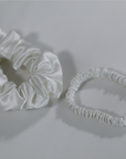 Premium 100% Silk Scrunchies | Thick & Thin, Set of 2 | White