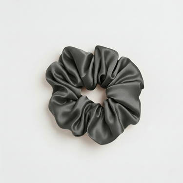 ZILK Darkgray silk scrunchie close-up